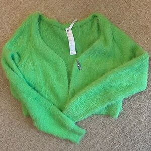 Green Fabletics fuzzy sweater size XL